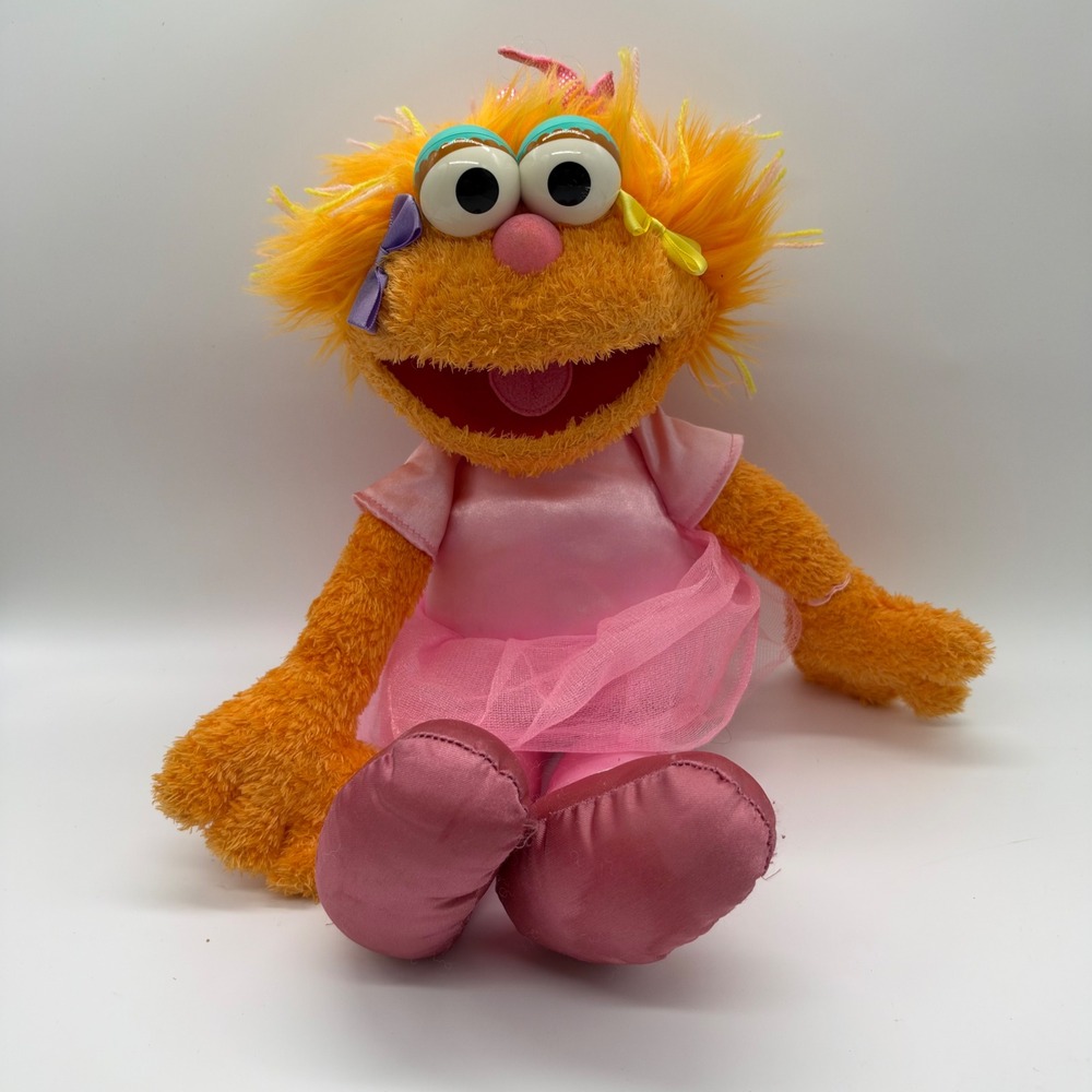 Sesame Street Zoe Plush Doll Ballerina Pink Dress Orange Monster 12 Inch Toy